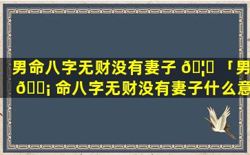 男命八字无财没有妻子 🦍 「男 🐡 命八字无财没有妻子什么意思」